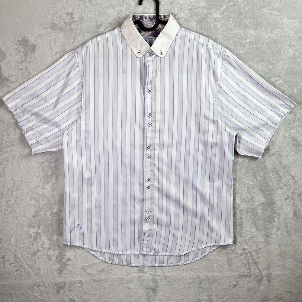 Design Inspired by the Art of John Lennon Shirt Men's XL White/Blue Striped‎